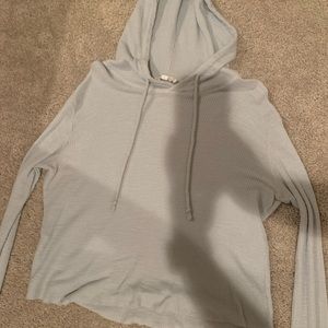 Blue ribbed crop sweatshirt